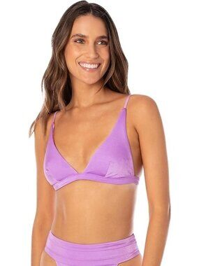 Maaji Metallic Lilac Ivy Triangle Bikini Top Reversible XS Purple NWT